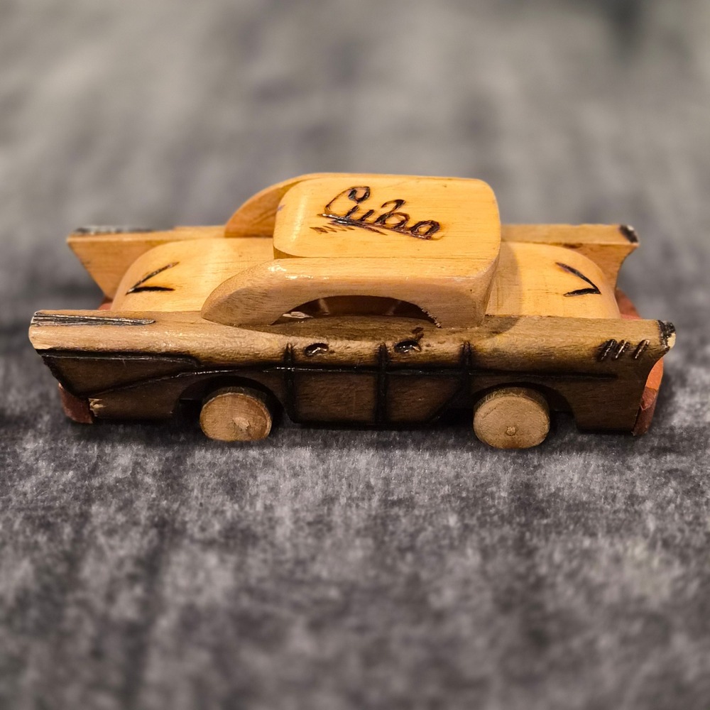 Handmade Wooden Cuba Classic Car Model Vintage Havana Souvenir Folk Art 4 Inch